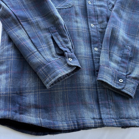 Stillwater Supply Co Sherpa Lined Flannel Shirt Jacket‎ XL Blue Plaid Snap Front - Picture 5 of 12